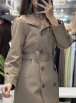 خرید فروش قیمت بارانی ترک قد 90 شکلاتی موکا دو ردیف دکمه