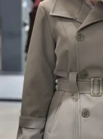 خرید فروش قیمت بارانی ترک قد 90 شکلاتی موکا دو ردیف دکمه