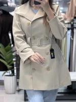 خرید فروش قیمت بارانی ترک قد 90 شکلاتی موکا دو ردیف دکمه