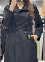 خرید فروش قیمت بارانی ترک قد 90 شکلاتی موکا دو ردیف دکمه